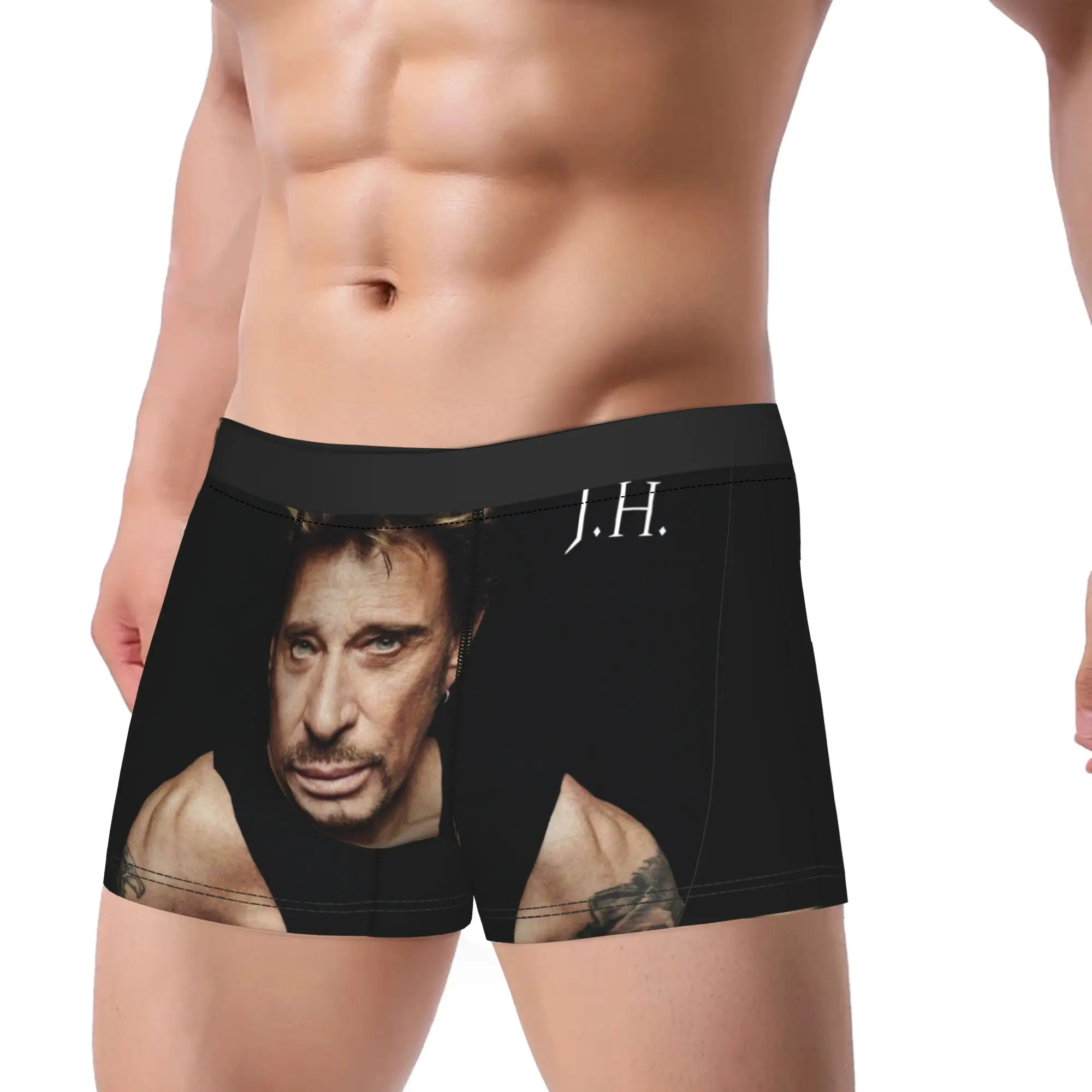 

Мужское модное нижнее белье Johnny Hallyday, трусы-боксеры с юмором, шорты, мужские трусы из полиэстера, M-XXL