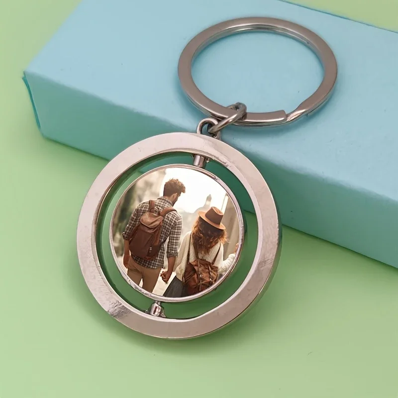 1 Piece Personalised Custom Double-sided Photo Keyring Sublimation Print Keyring DIY Keyring Personalised Gift