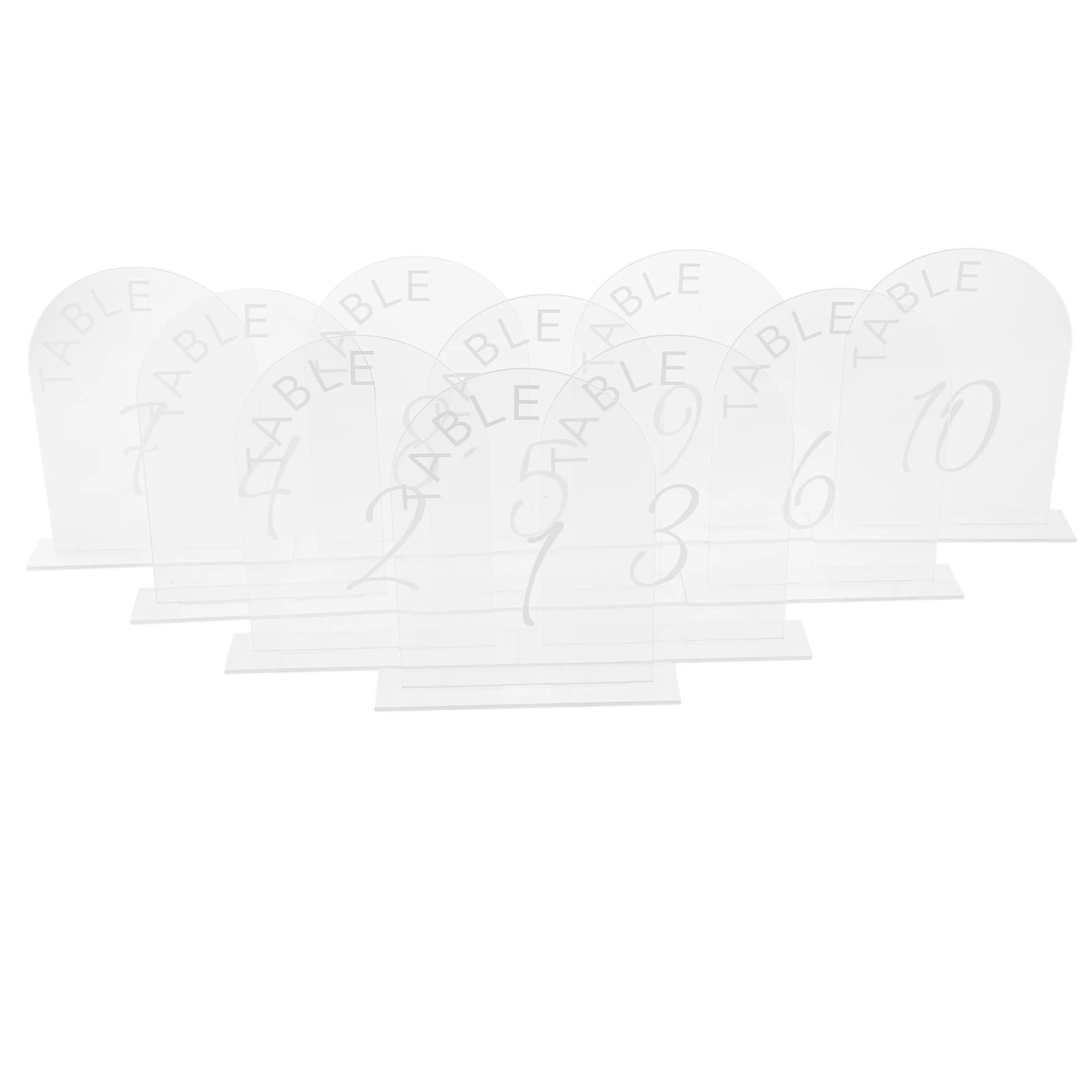 

10pcs Acrylic Table Numbers Elegant Frosted Signs for Wedding Party Decor Clear Base DIY Small Size Table Number Holder