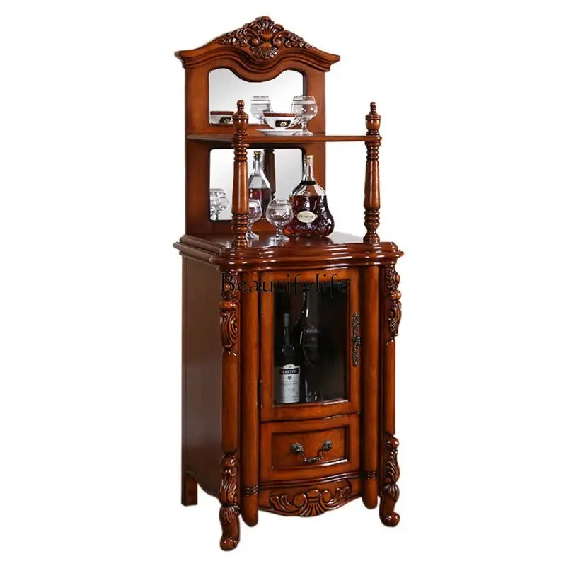

American solid wood wine cabinet European single door glass display cabinet