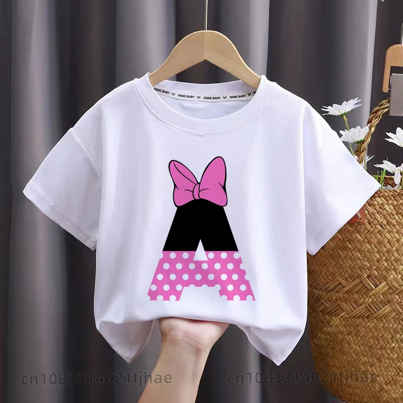 ABC Letters Mouse Baby Tshirts for Girls Birthday T Shirts Kids Party Tops Children Clothes