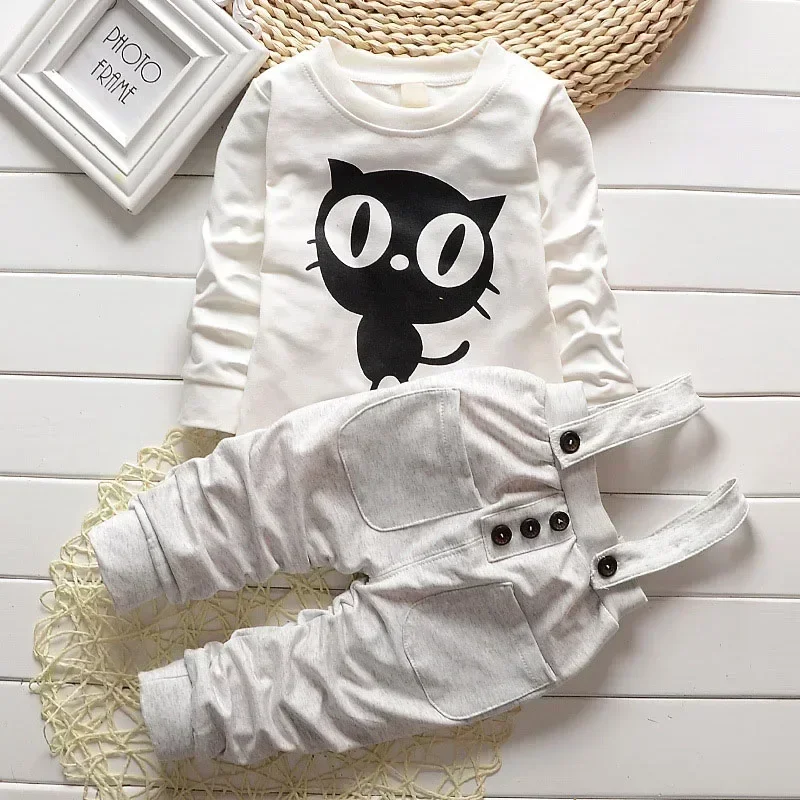 Newborn Baby Boy Clothes 3 to 6 Months Cartoon Owl Print O-neck Long Sleeve Hoodies and Overalls Boys Outfits Kids Tracksuit Set