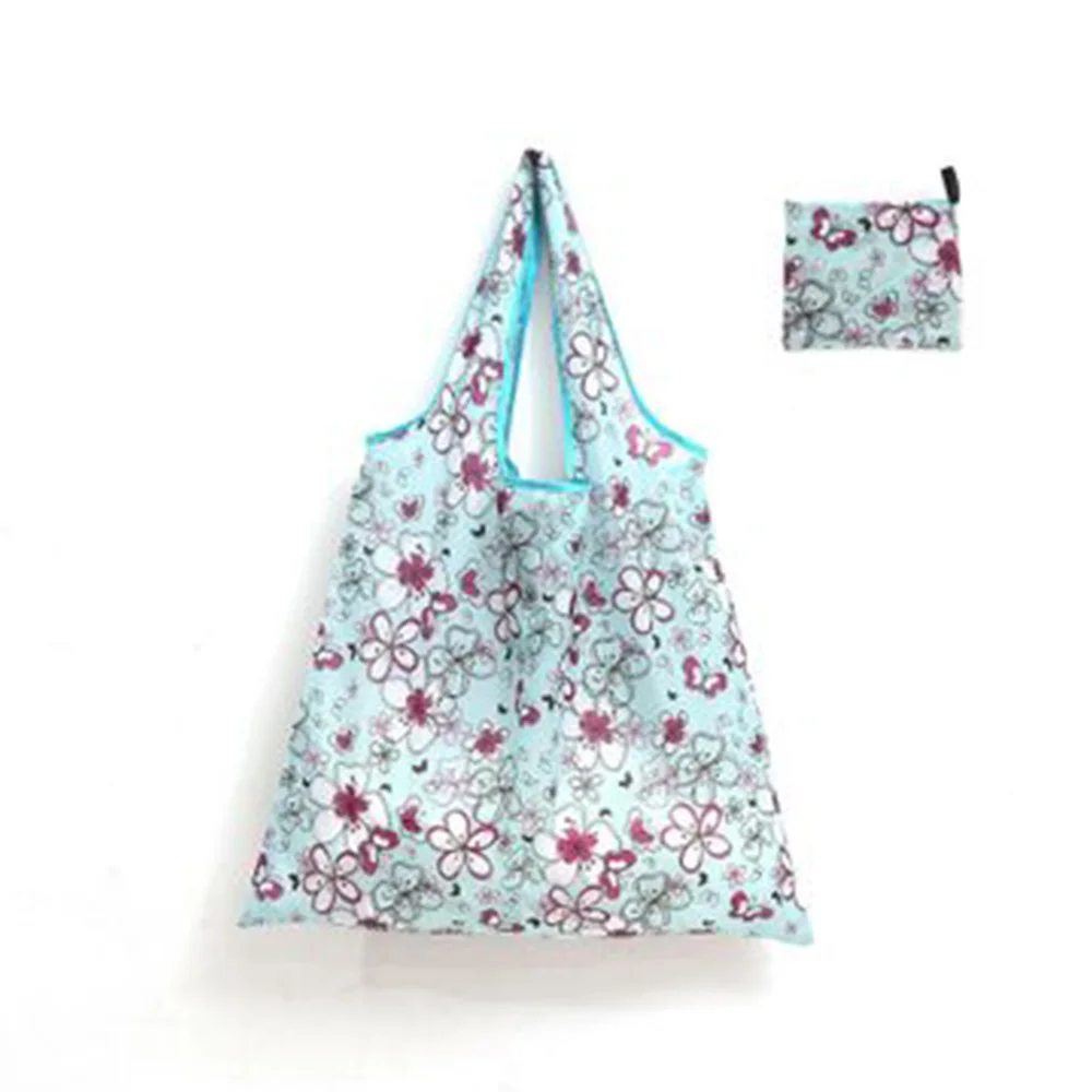 Reusable Folding Shopping Bags for Women Large Size Heavy Duty Washable Cloth Grocery Bags Flower Cloth Eco-Friendly Tote Bags