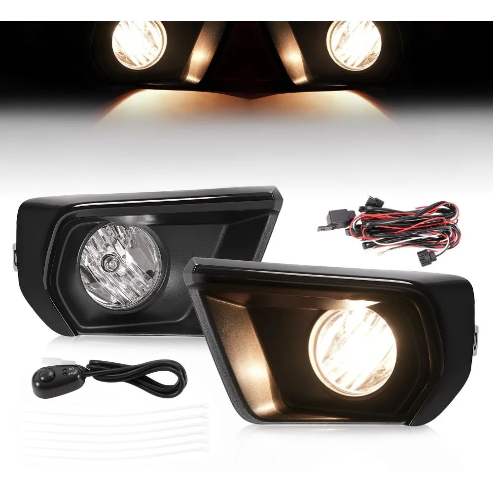 

For Chevy Colorado 2021 2022 Clear Fog Light Lamp w/Black Bezel Relay Bulbs Pair