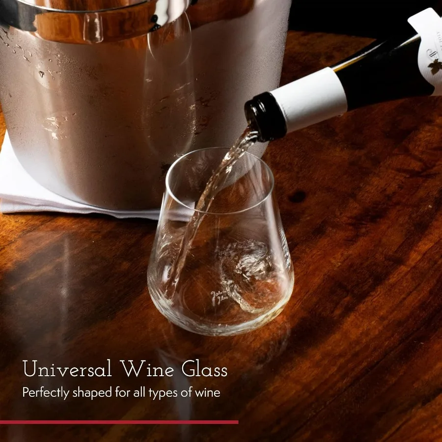 كؤوس نبيذ كريستال بدون جذع، مجموعة من 6 قطع - كوب شرب ممتاز عالمي للنبيذ والبيرة والويسكي والكوكتيلات - غسالة أطباق