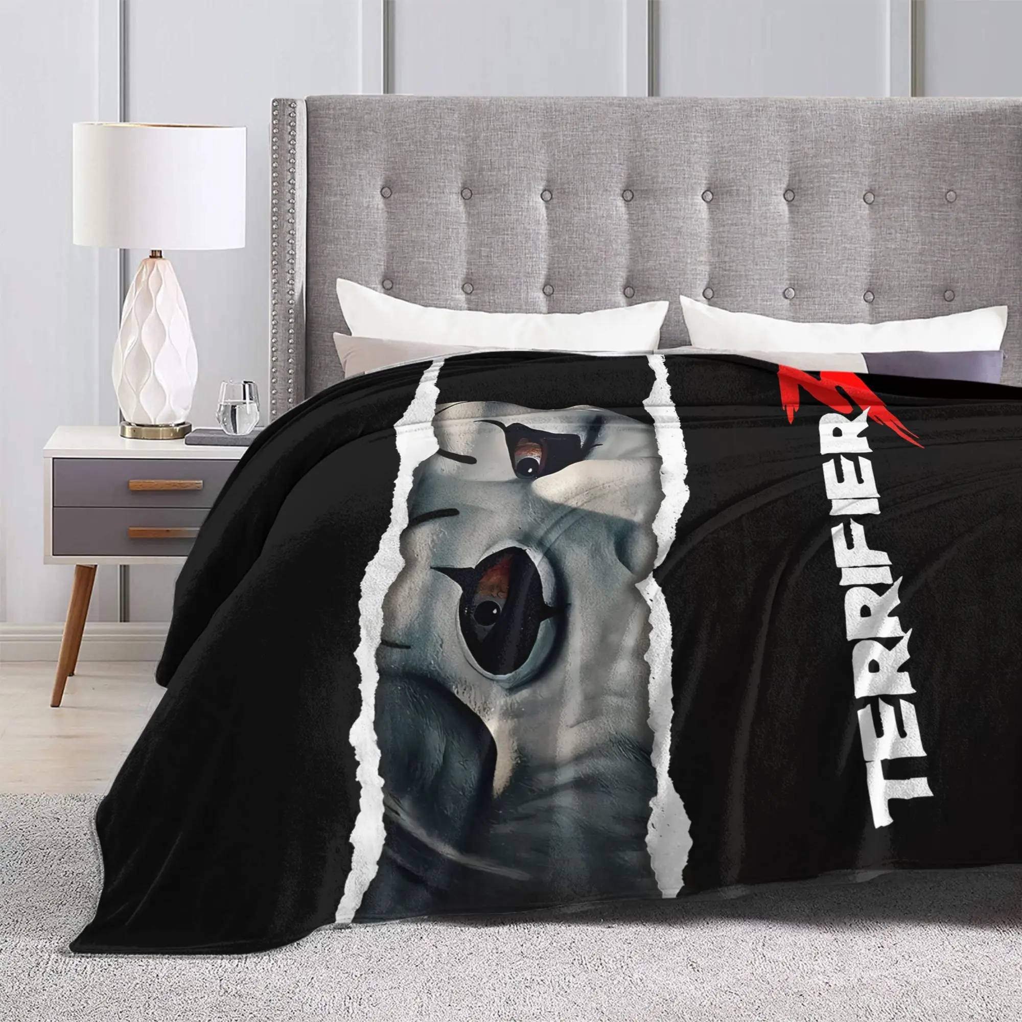 Warm Soft BlanketChild Decorative Terrifier Movie Throw Blanket  Flannel Bedspread For Couch Bed Funny Sofa Bed Cover