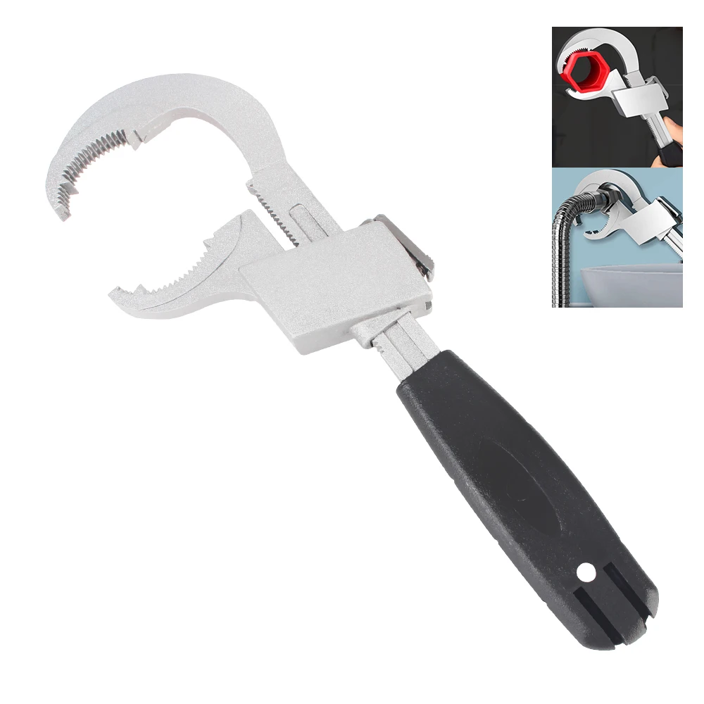 

Multifunctional ​Aluminium Alloy Universal ​Opening 80mm ​Adjustable Double-ended ​Bath Wrench Set Water Pipe ​Spanner