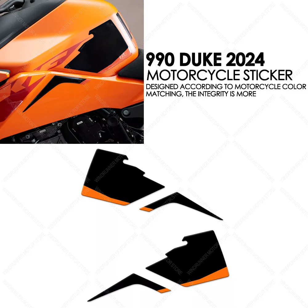 For 990 Duke 990Duke 2024 Motorcycle Accessories Motorcycle Sides Tank Sticker Protector 3D Resin Sticker