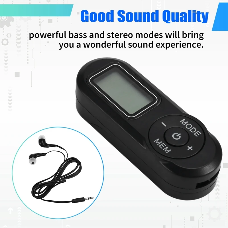 【Superdeals】راديو FM صغير محمول، جهاز استقبال راديو الجيب مع سماعة أذن راديو ستيريو FM Bass للمشي والجري والركض