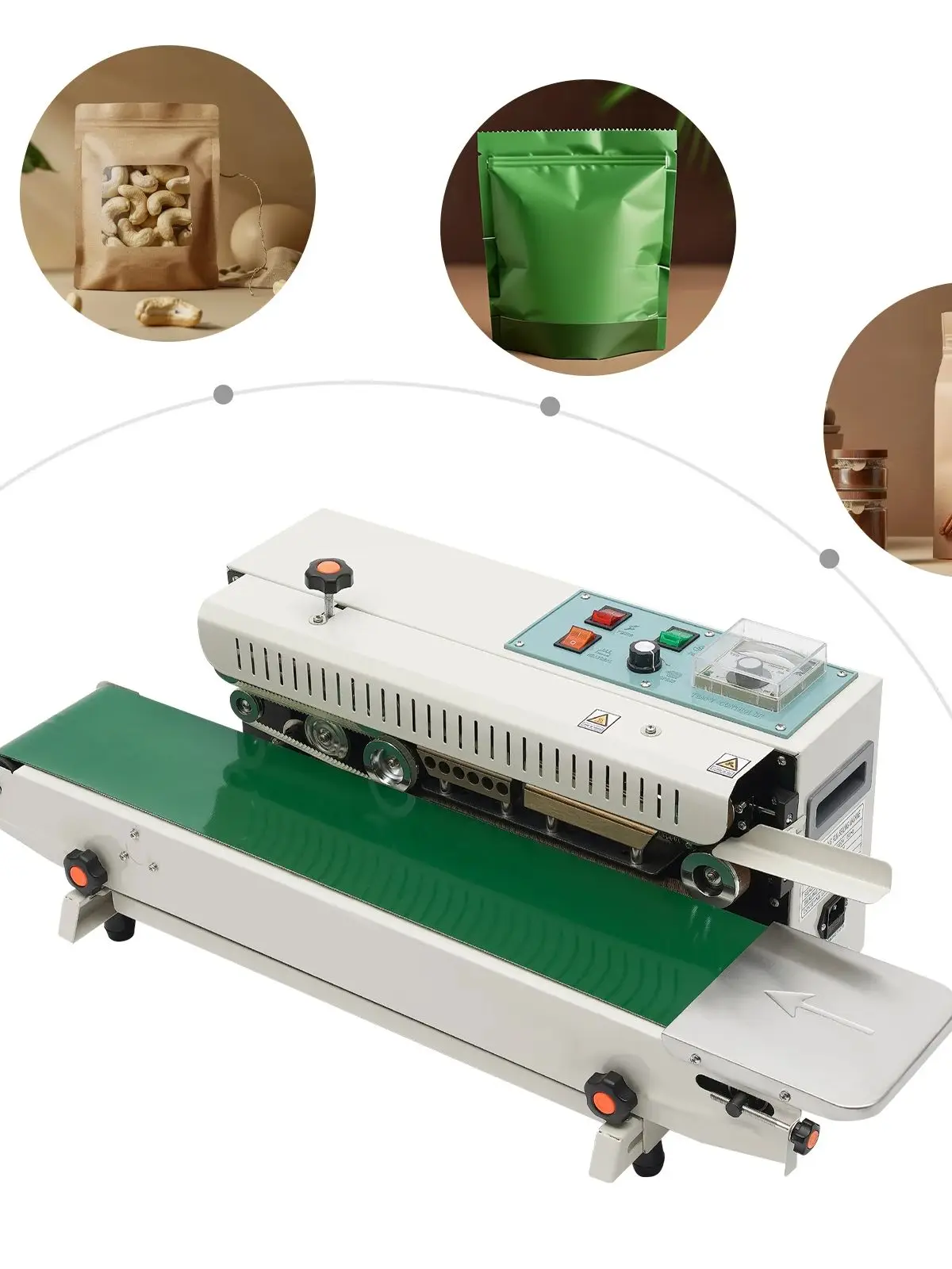 FR-900 Automatische Horizontale Band Sealer, Continue Zak Band Sluitmachine voor 0,02-0,8mm Zakken, Transportband Tafel Aanpassing - afbeelding 2