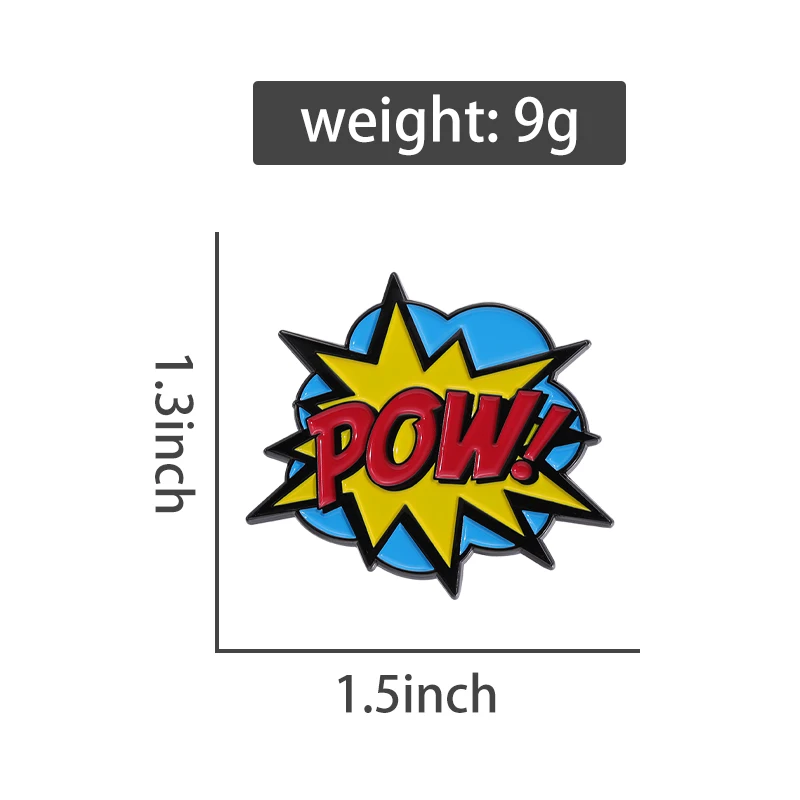 Cartoon Comic POW Explosion Enamel Pins Custom Painting Art Brooches Backpack Lapel Badges Funny Jewelry Gift for Kids Friends