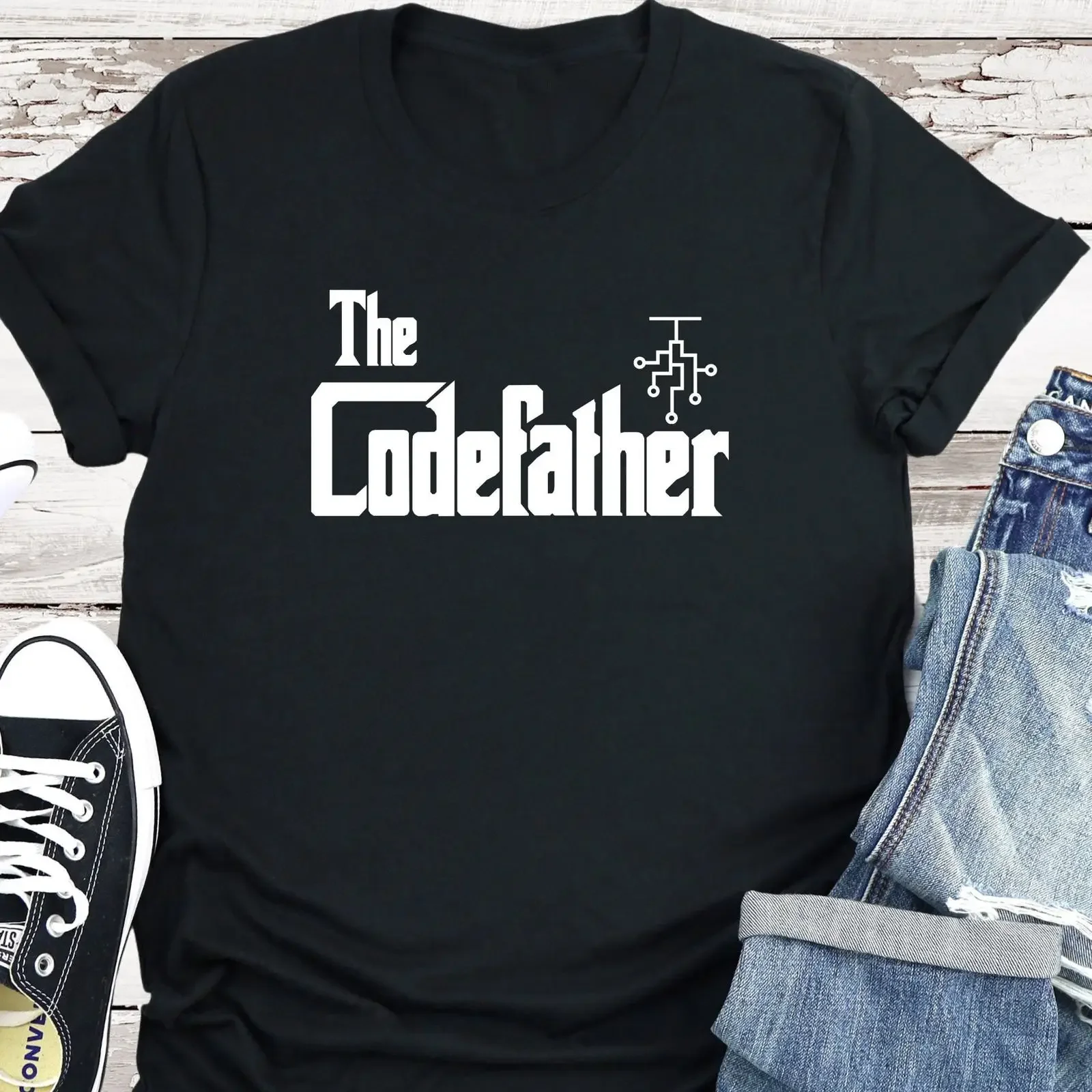 The Codefather T Shirt Funny Coder  vintage Washed designer clothes Stylish fashion Comfortable Versatile Soft graphic homme