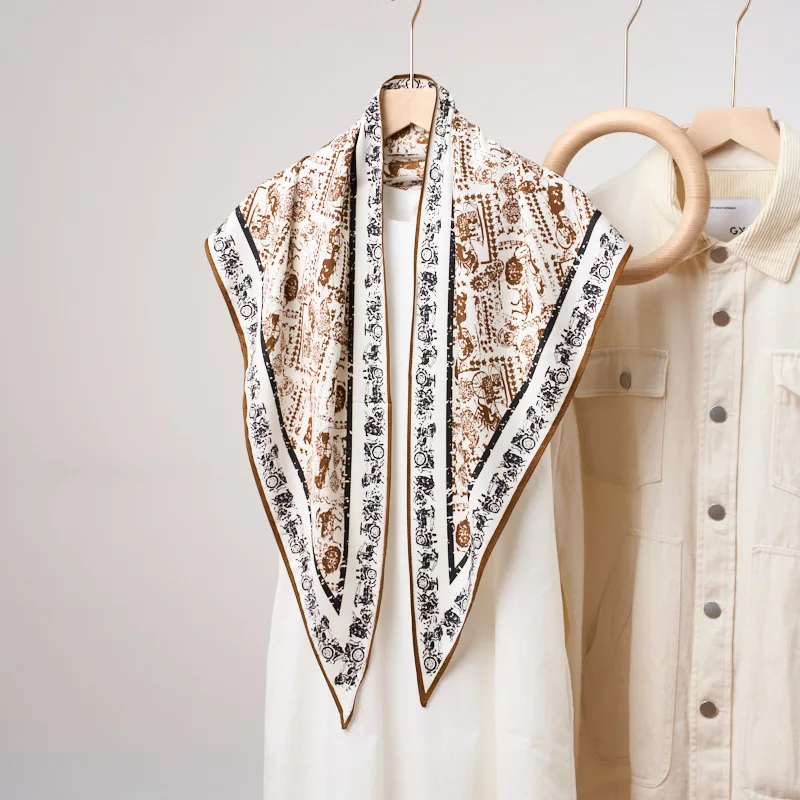 

New Fashionable High-end Triangular Fart Curtain Waist Seal Fashionable Imitation Silk Shawl Triangular Silk Scarf
