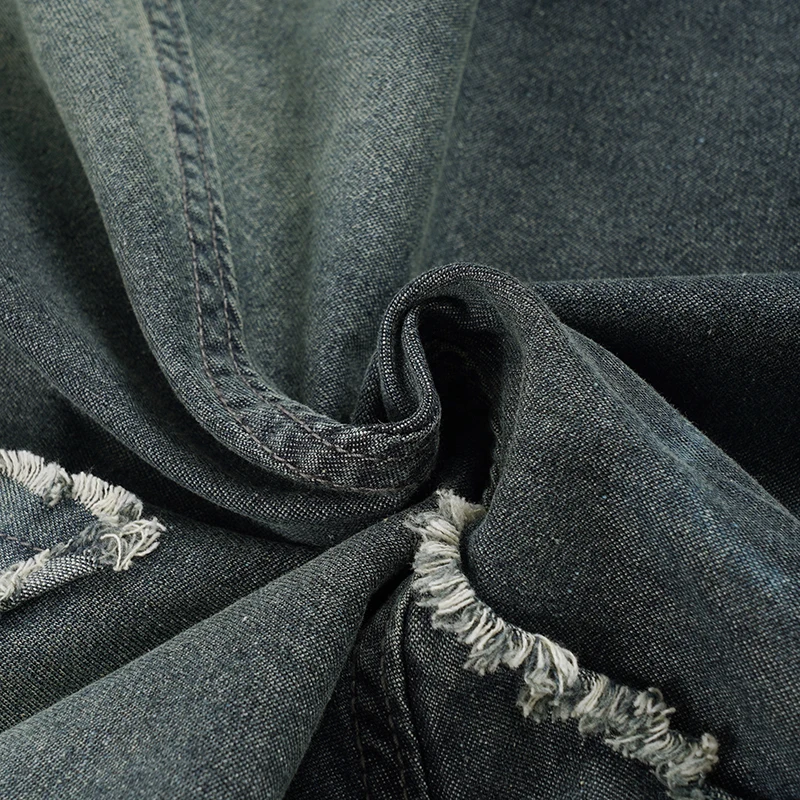 SUCHCUTE Y2k Patchwork Denim Langer Rock für Damen, Retro Slim Fit, zerrissener Mid-Waist-Meerjungfrauenrock, modischer unregelmäßiger Rock mit Quasten – Detail 12