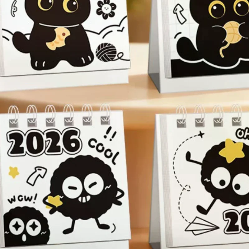 

2PCS Random Mini 2026 Calendar Portable Cute Cat Office School Supplies Calendar Monthly Planner Desk Accessories Decor Record