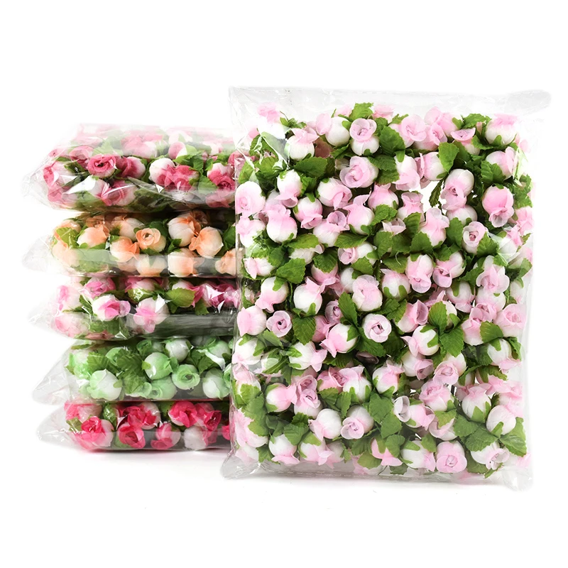 

144Pcs Mini Silk Rose Artificial Flowers Bouquet For Wedding Birthday Party Decoration Fake Flower Wreath Accessories Home Decor