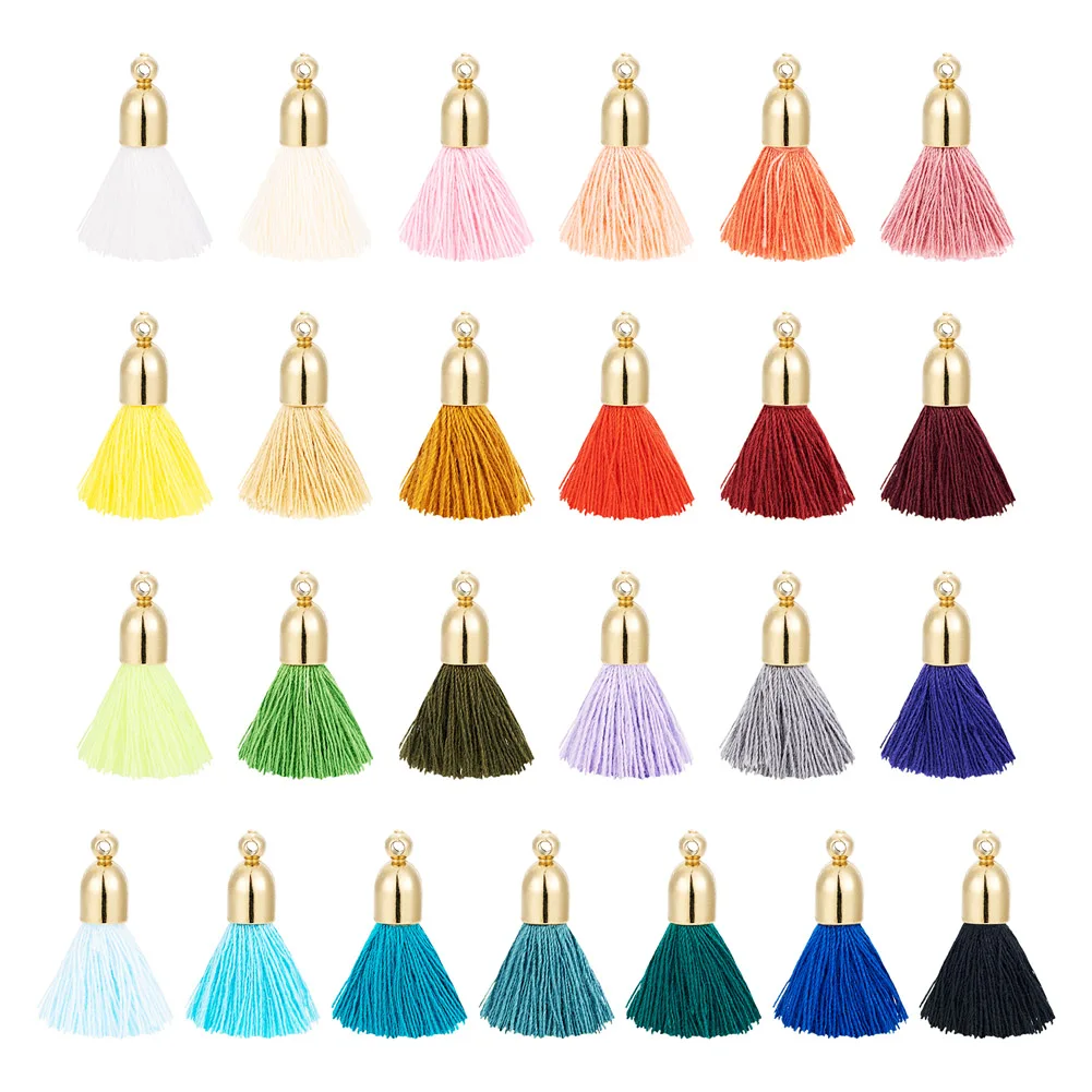 

50Pcs Colorful Cotton Pendants Tassel Pendant Metal Pendant Ring DIY Tassel Ornament Craft Jewelry Earrings Fringe Materials