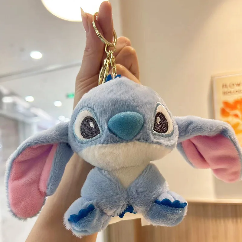 Genuine Disney Stitch Lotso Plush Toys Keychain Pendant Accessories Cute Cartoon Stuffed Doll Key Ring Toys Key Chain Gift