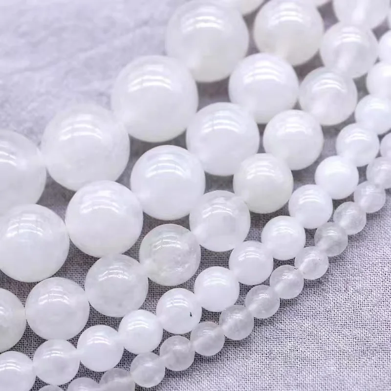 Wholesale Natural White jades Stone A+ Round Loose Beads For Jewelry Making DIY Crystal Bracelet 3/4/ 6/8/10 /12 mm Strand 15\'\'