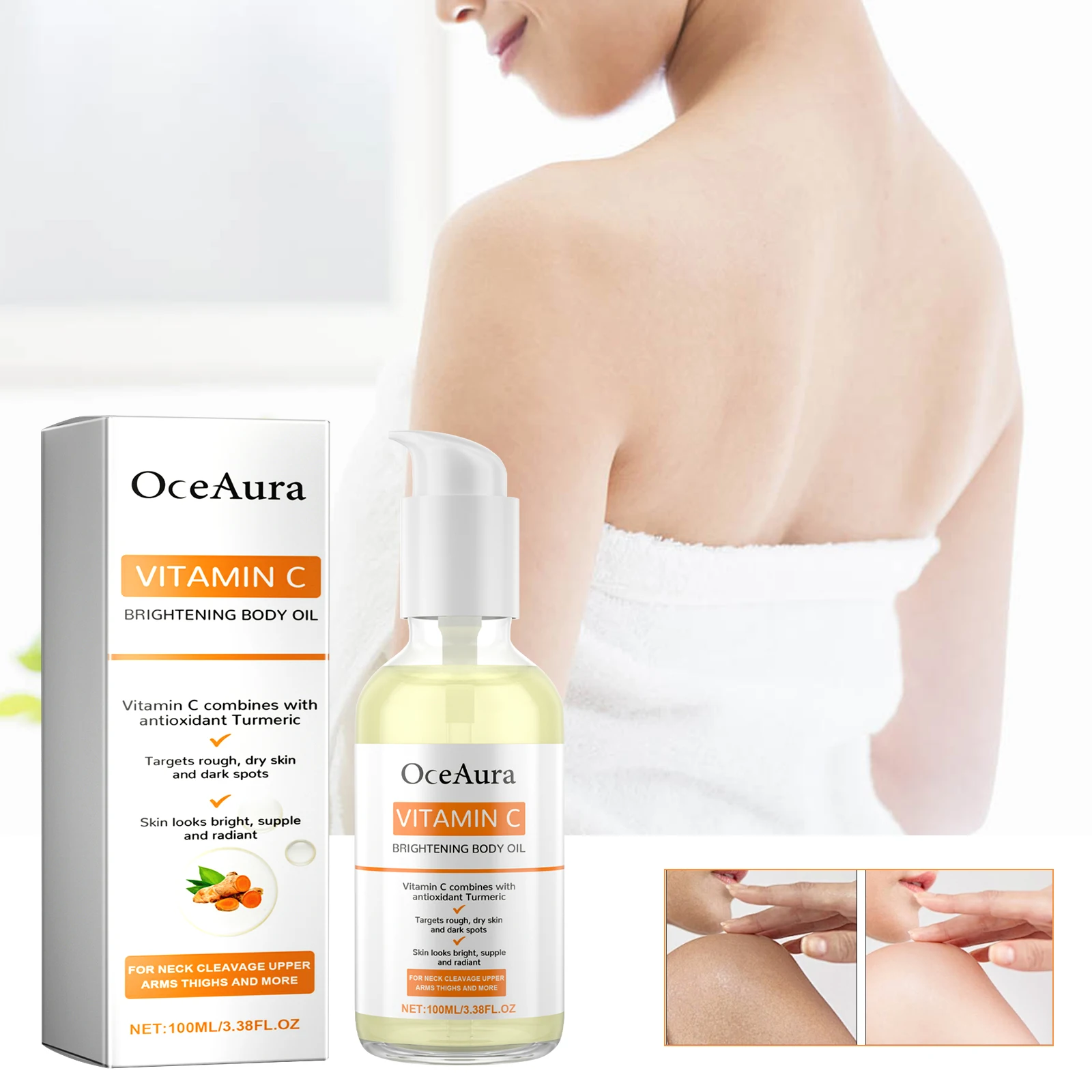 OceAura-aceite corporal iluminador con vitamina C para otoño, hidratante, reparador de la piel seca, radiante y embellecedor de la piel, aceite para el cuidado del cuerpo