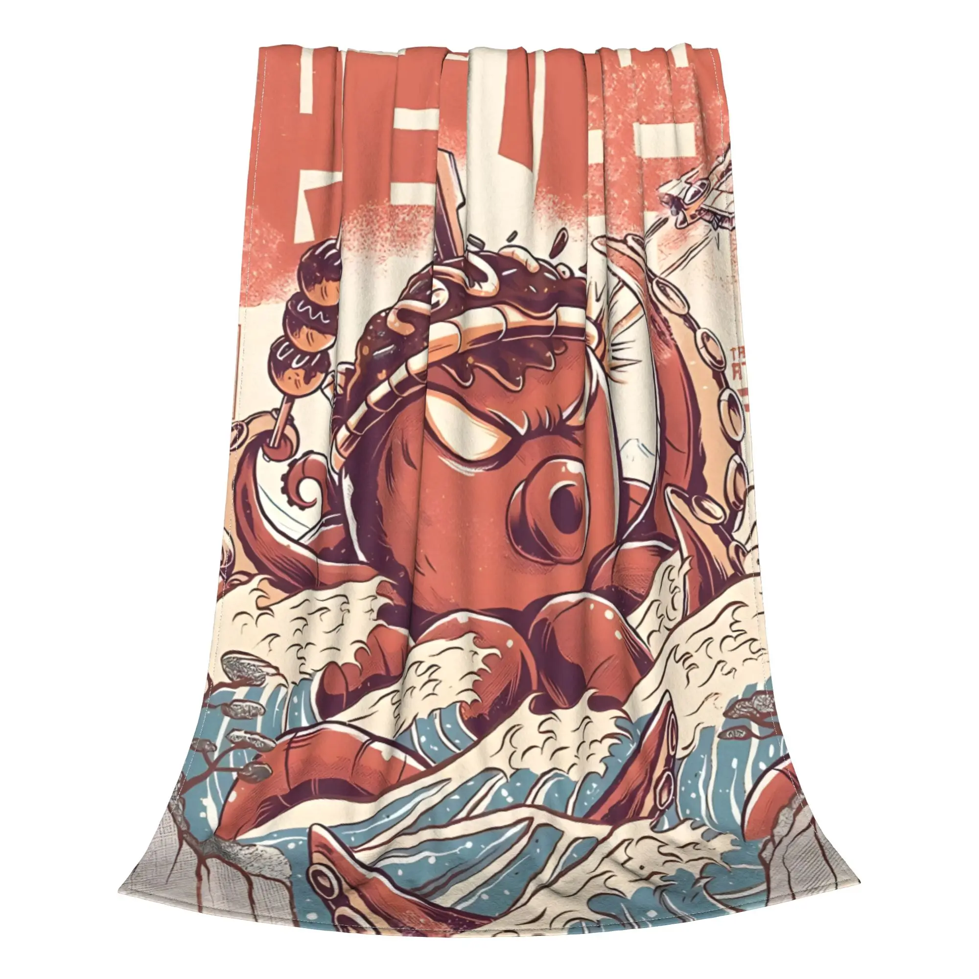 1PC Home Cutecore Takoyaki Attack Kaiju Monster Blanket Super Cosy Plush Home Living Room Sofa Halloween
