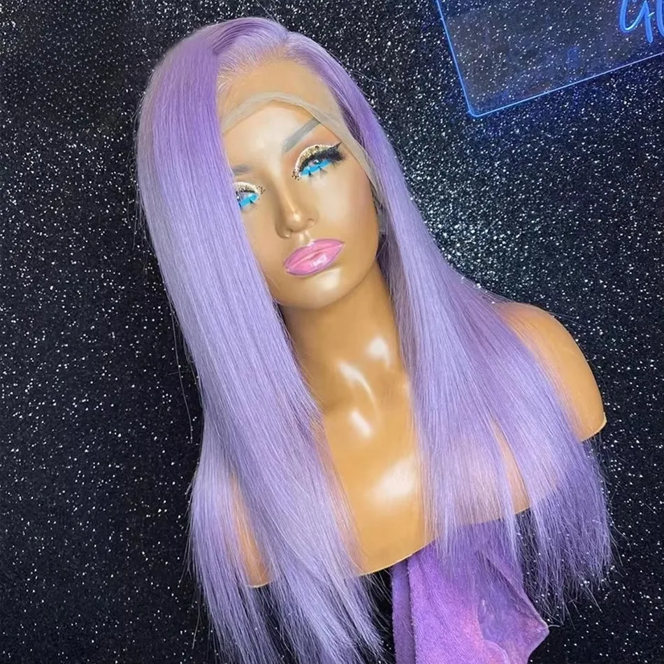 Synthetic Hair Purple Straight Long HD 13x4 Lace Front Wig Anime Cosplay Halloween Costume Hair Mizore Shirayuki Glueless Wigs