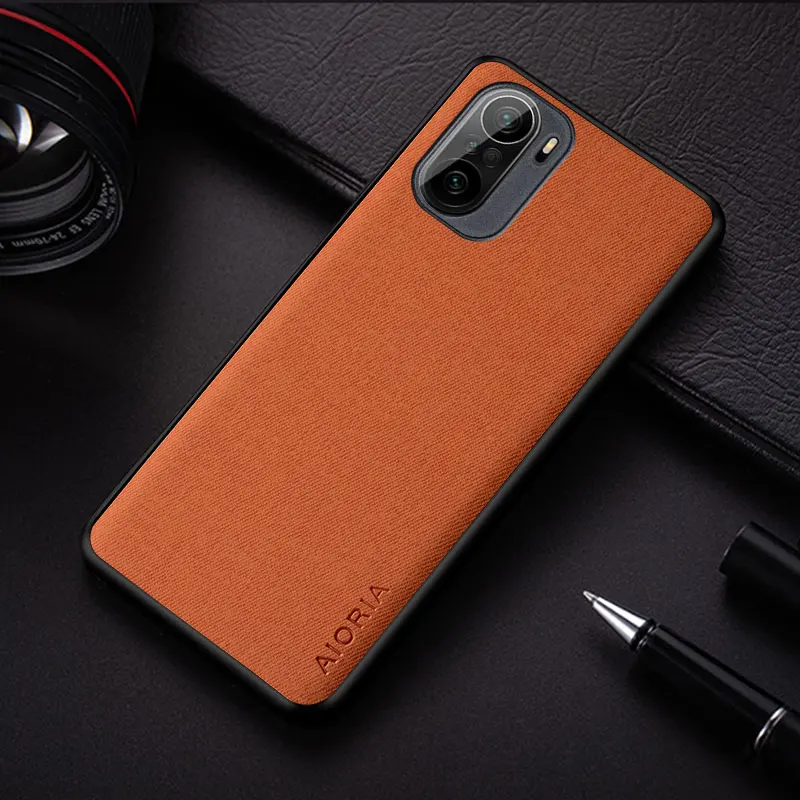 Case for Poco F3 Pro 5G coque business style lightweight durable solid color textile leather cover for xiaomi poco f3 case