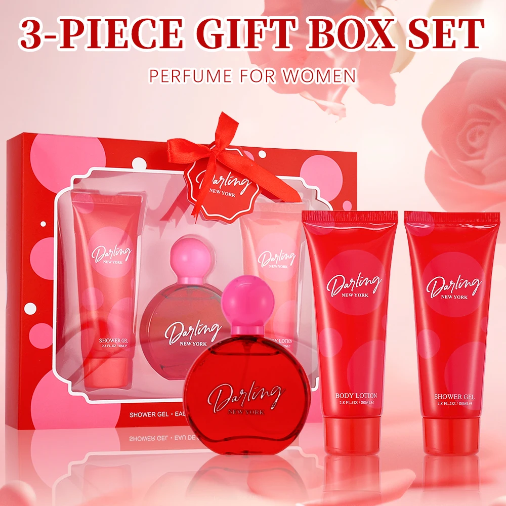 Bath and Body Gift Set for Women & Girls 1.7fl.oz Eau de Parfum Spray 2.8fl.oz Shower Gel 2.8fl.oz Body Lotion Women's Fragrance