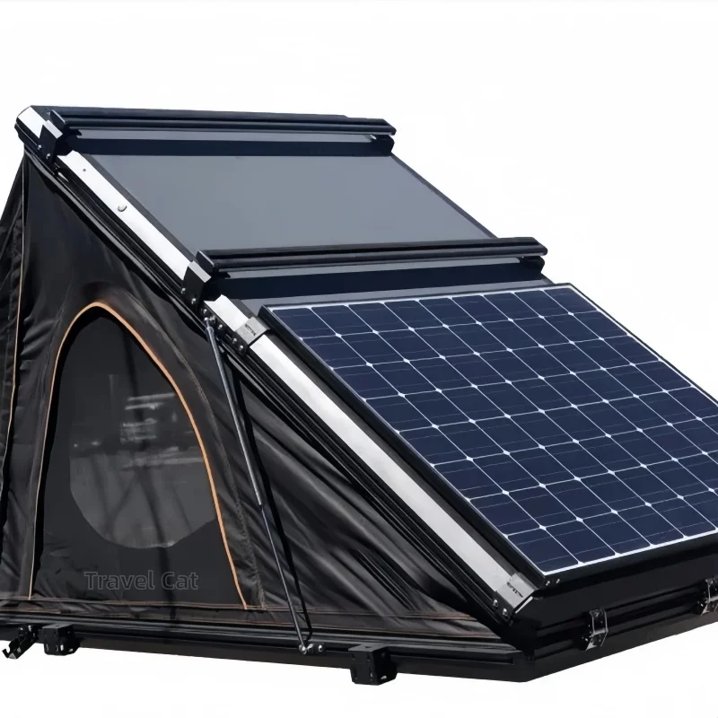 

Offroad Camping Tent Upgraded Double Slots Solar Panel Aluminum Corners Hard Shell Triangle Car Roof Top Tent