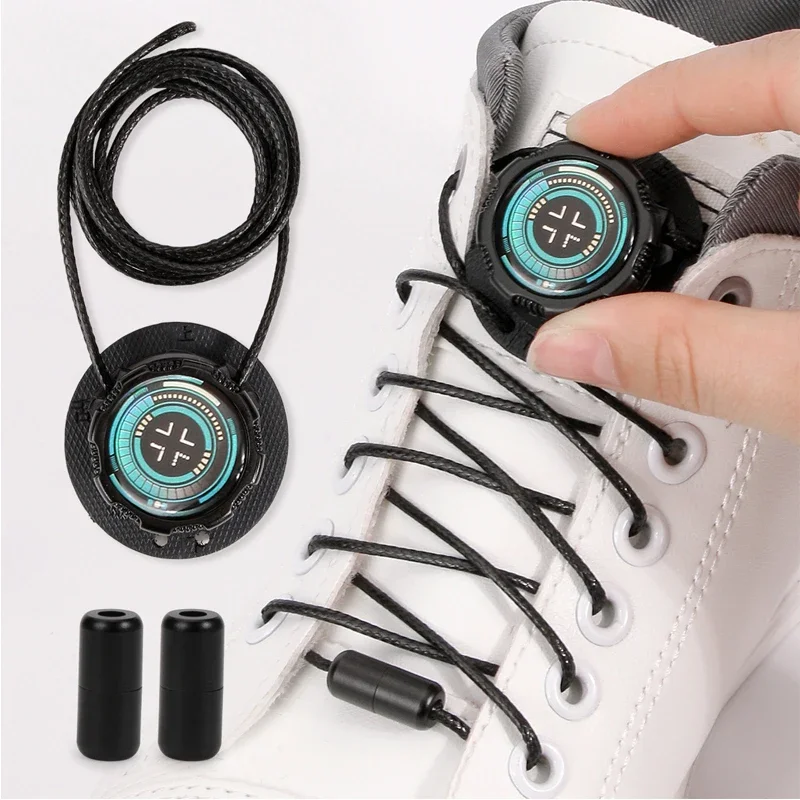1 Paar neue Schnürsenkel mit drehbarer Schnalle, einfach zu montieren, automatische Schnürsenkel ohne Krawatte, dickes Seil für Turnschuhe, Erwachsene und Kinder, Schuhzubehör