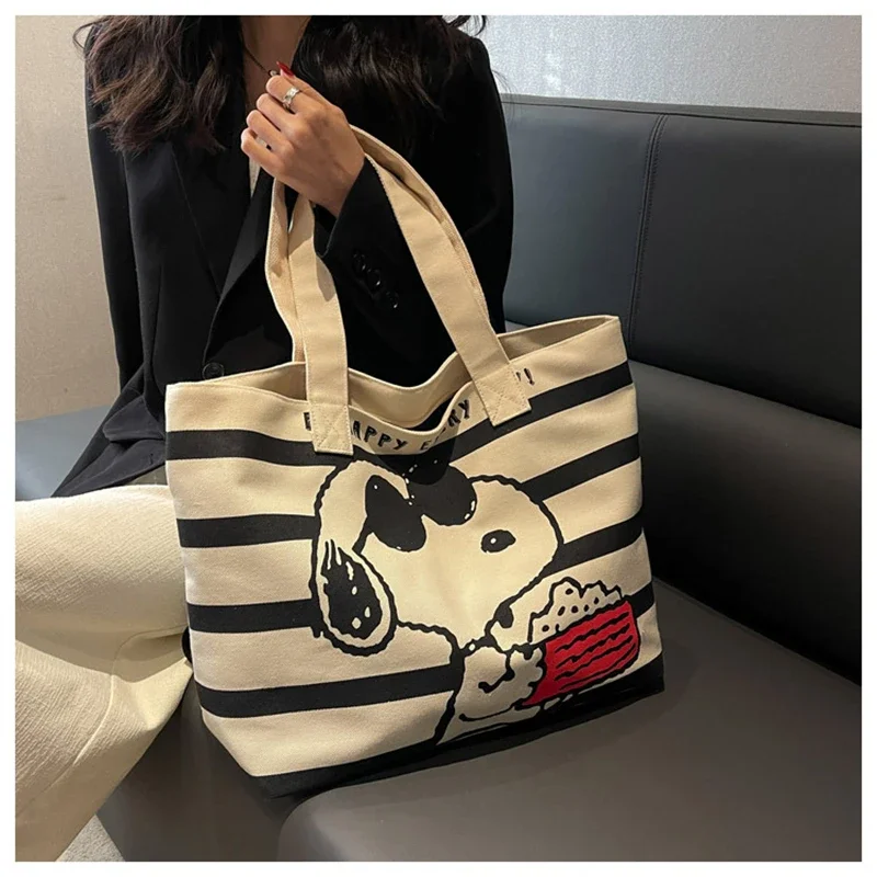 

Disney Snoopy Handbag Cute Cartoon Girls Large Capacity Portable Tote Bags Women Fashion Commute Shopping Bag Holiday Gifts