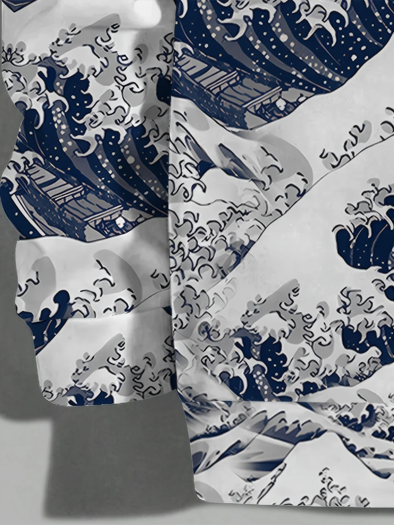 Artistic Print Men's Autumn Spring Clothing, Hooded Casual Sports Sweatshirt with Japanese Wave Cherry Blossom Print