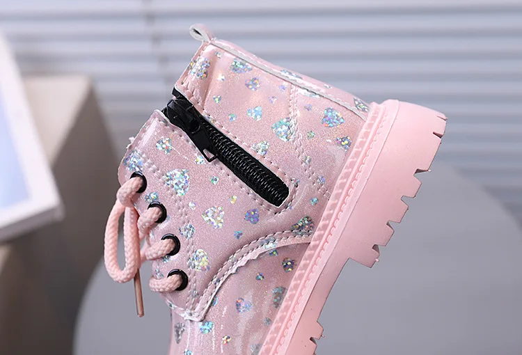 Bling Stars Allover-Print Kinder-Stiefeletten für Mädchen Weiche Sohle Herbst Prinzessinnen-Schuhe Glänzende Kinder-Kurzstiefel – Detail 15