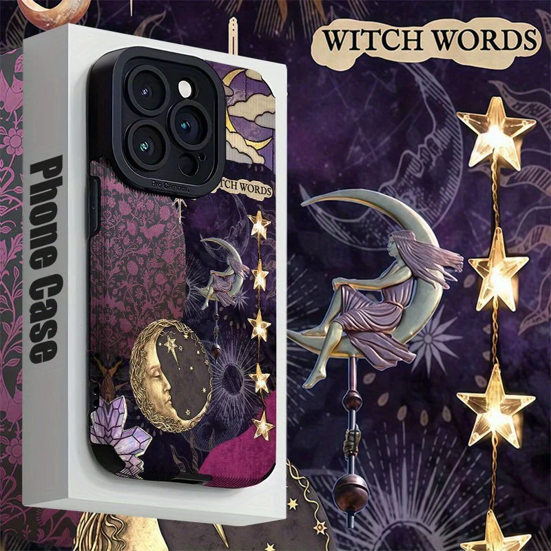 For Samsung S25 Mystic Witch Moon Starry Night Pattern Creative Design Compatible For Galaxy S25/S24/S23 and A Series Models