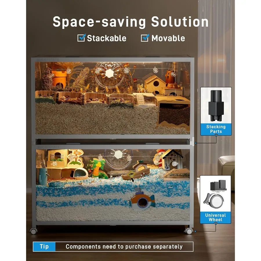 قفص الهامستر 3.0: قفص فأر معدني كبير قابل للتكديس مع وصول علوي سهل التجميع 47 لتر × 23.6 وات × 25.5 ارتفاع بوصة هامستر السوري القزم #5