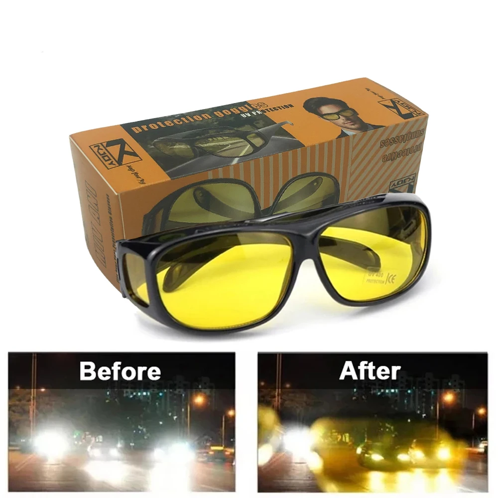 KKJOY Schutzbrille für Männer und Frauen, antireflektierende Brille, ideal für nächtliches Regen- und Nebelfahren
