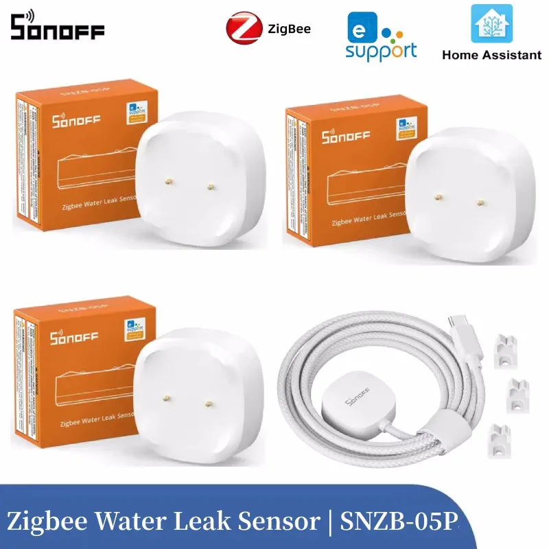 

SONOFF SNZB-05P Zigbee Умный датчик утечки воды Обнаружение утечки и капа Оповещение в реальном времени Умная сценария через EWeLink Alexa Google