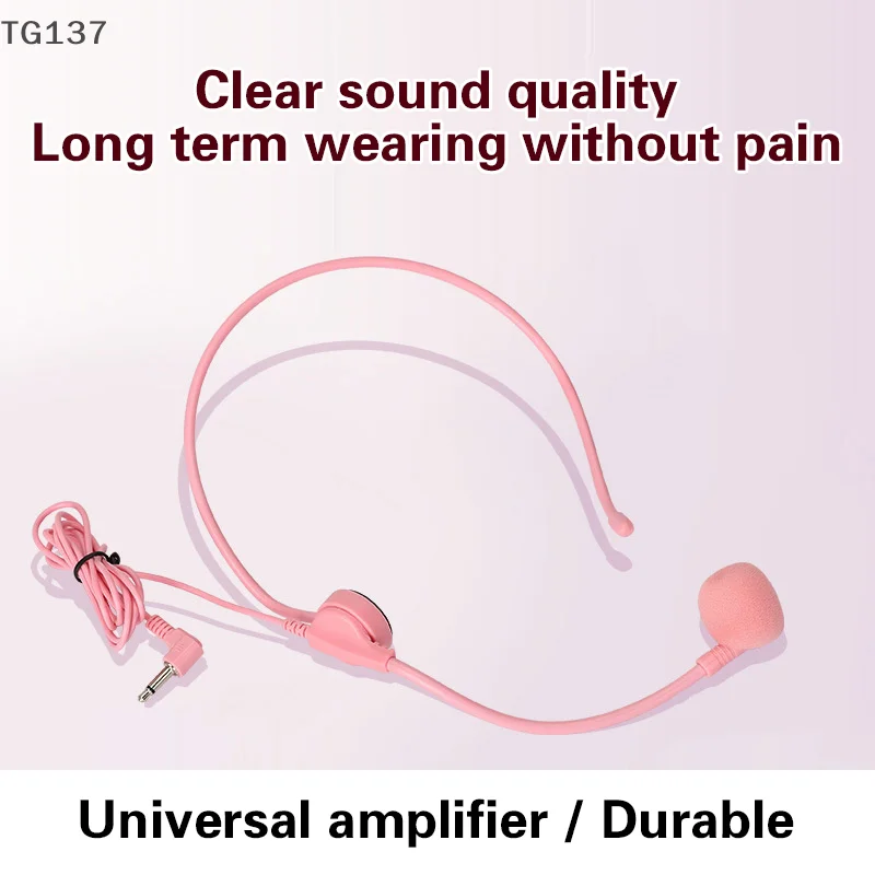 1Pcs 3.5MM Pink Headworn Wired Microphone Headset Voice Amplifier Speaker Clear Sound Mic For Conference Guide Speech Teacher view 3