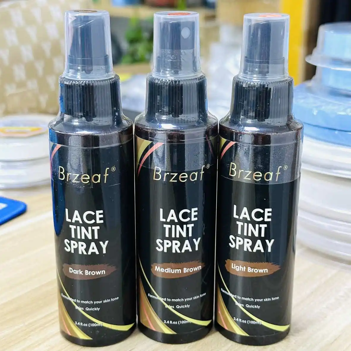 Lace Tint Spray For Lace Wigs Dark Brown Middle Brown Light Brown Lace Tint Spray For Closures, Wigs And Closure Front 100Ml
