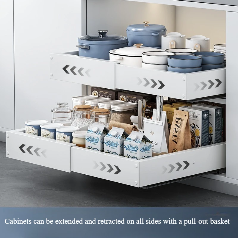 

Four Sided Expandable Storage Rack with No Punching Drawers Cabinets Dishes Seasonings Baskets Sinks Pull-out Shelves
