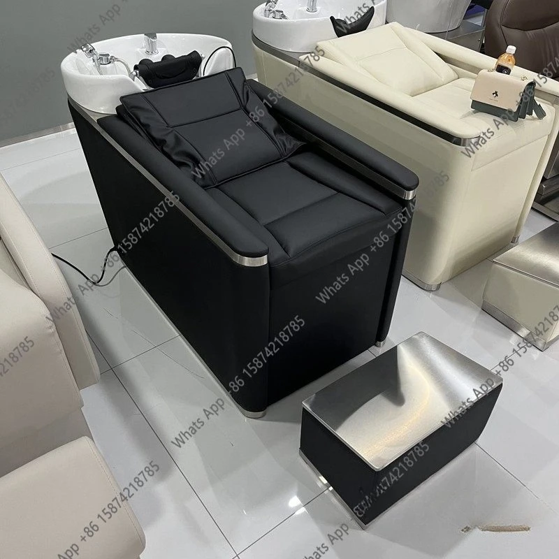 

New barber shop shampoo bed hair salon special tide shop semi-reclining high-end hair salon massage flush bed ceramic basin