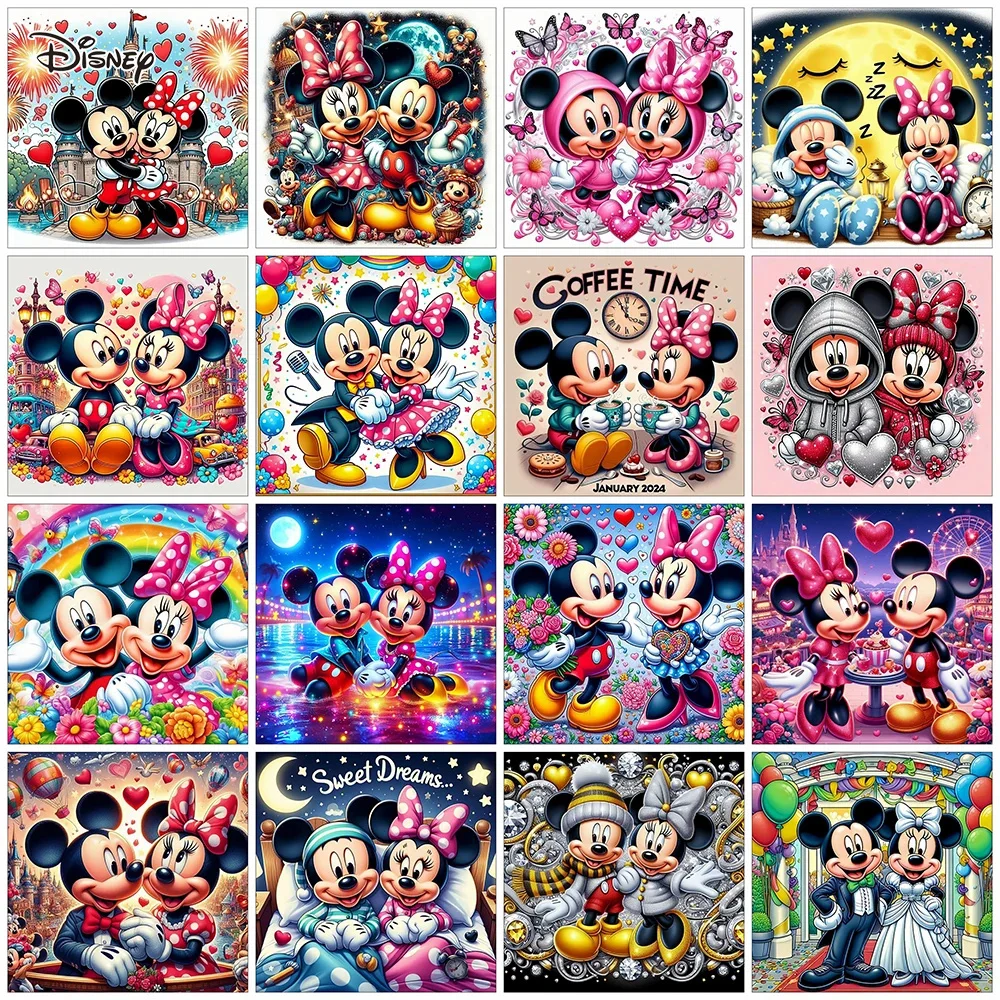 Haft diamentowy Disney Mickey Mouse Minnie Mouse obraz krzyżykowy obraz ścieg haft cyrkonie w pełni z okrągłych rękodzieło