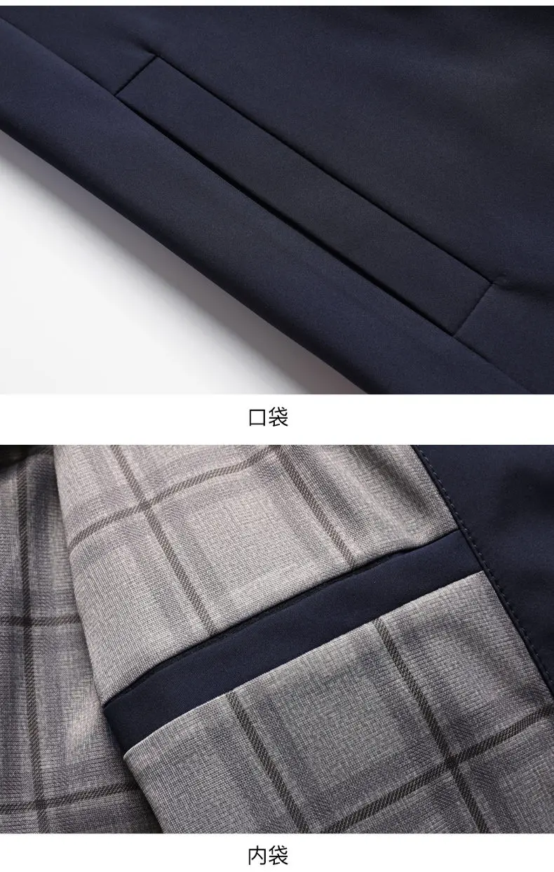 Hochwertige Business-Jacke mit Business-Kragen, Executive-Blazer mit Revers und Kette, Schwarzer Mantel, Vater-Outfit – Detail 11