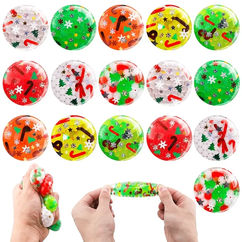 ミニクリスマスストレスボール 3.5cm スクイーズ感覚玩具 子供と大人向け 抗不安緩和 パーティーギフト