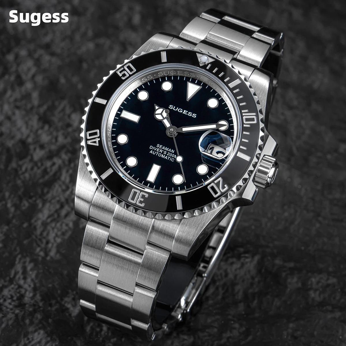 

Sugess Watch of Men Diver NH35 Automatic Mechanical Wristwatch Date Sapphire Crystal Luminous Ceramic Bezel Waterproof 200M 2022