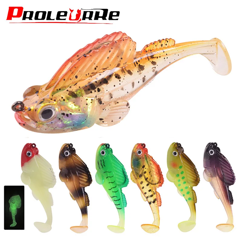 1 Pcs Silicone Wobblers Soft Lure Lead Head Jig Hooks Dark Sleeper Glow Artificial Bait Shad for Bass Pike Trout Fishing Tackle