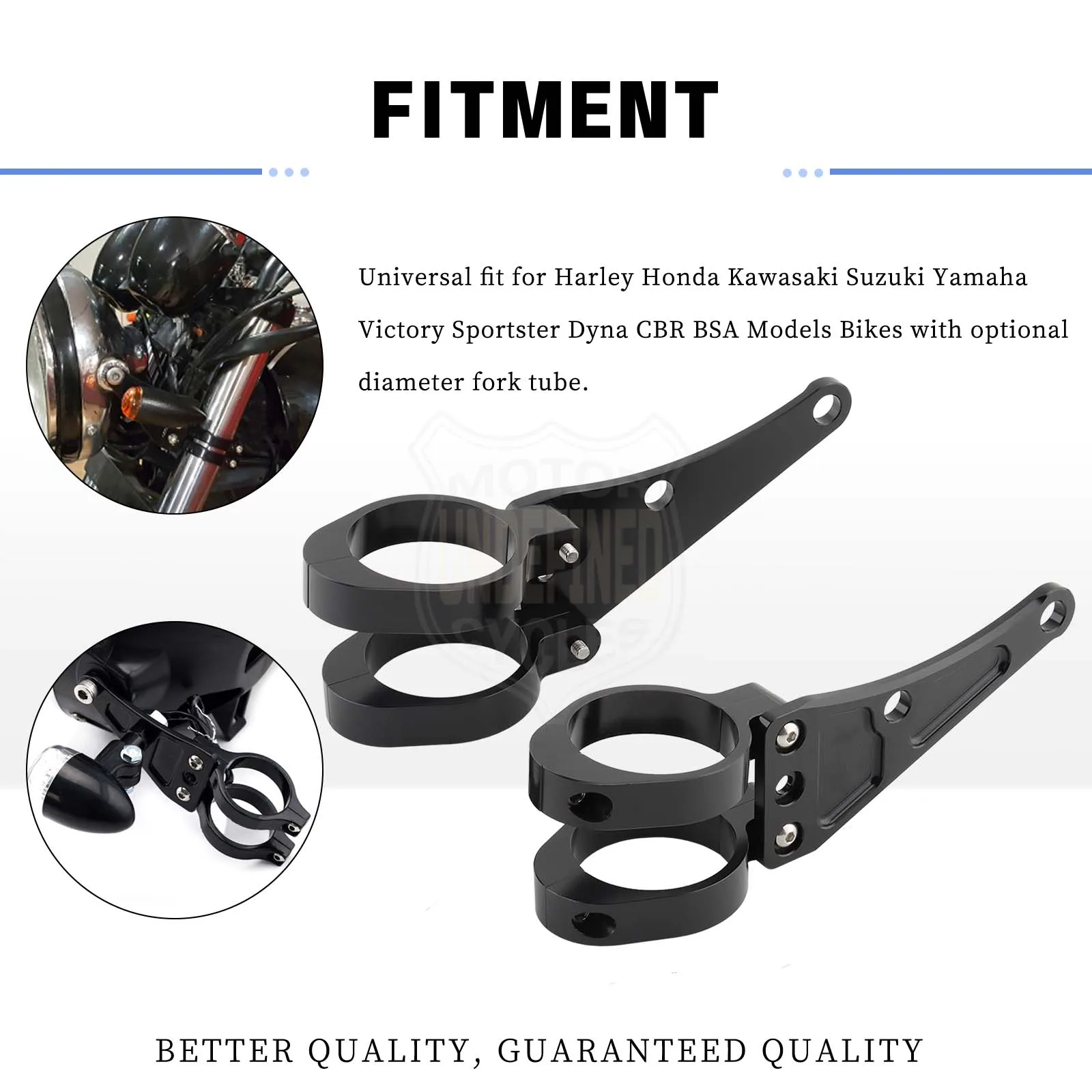 2 pezzi] Staffa di montaggio per faro, moto 35mm-41mm Staffa di montaggio nera per faro Testa Morsetti per lampada Supporto Forcella