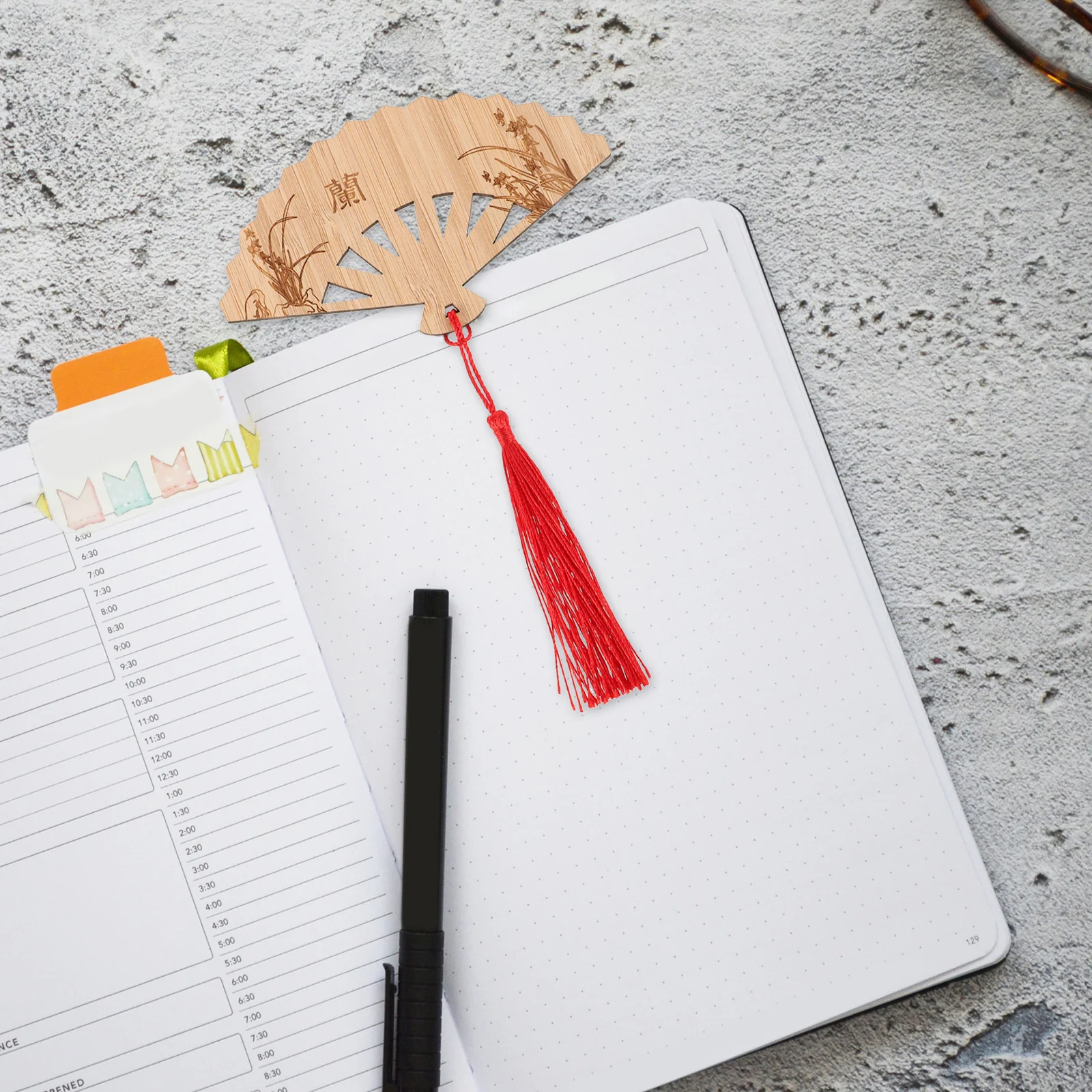 4 قطعة مروحة الخيزران المرجعية شرابة أنيقة خمر نمط الإبداعية المرجعية الحرفية الصينية التقليدية القراءة الملحقات