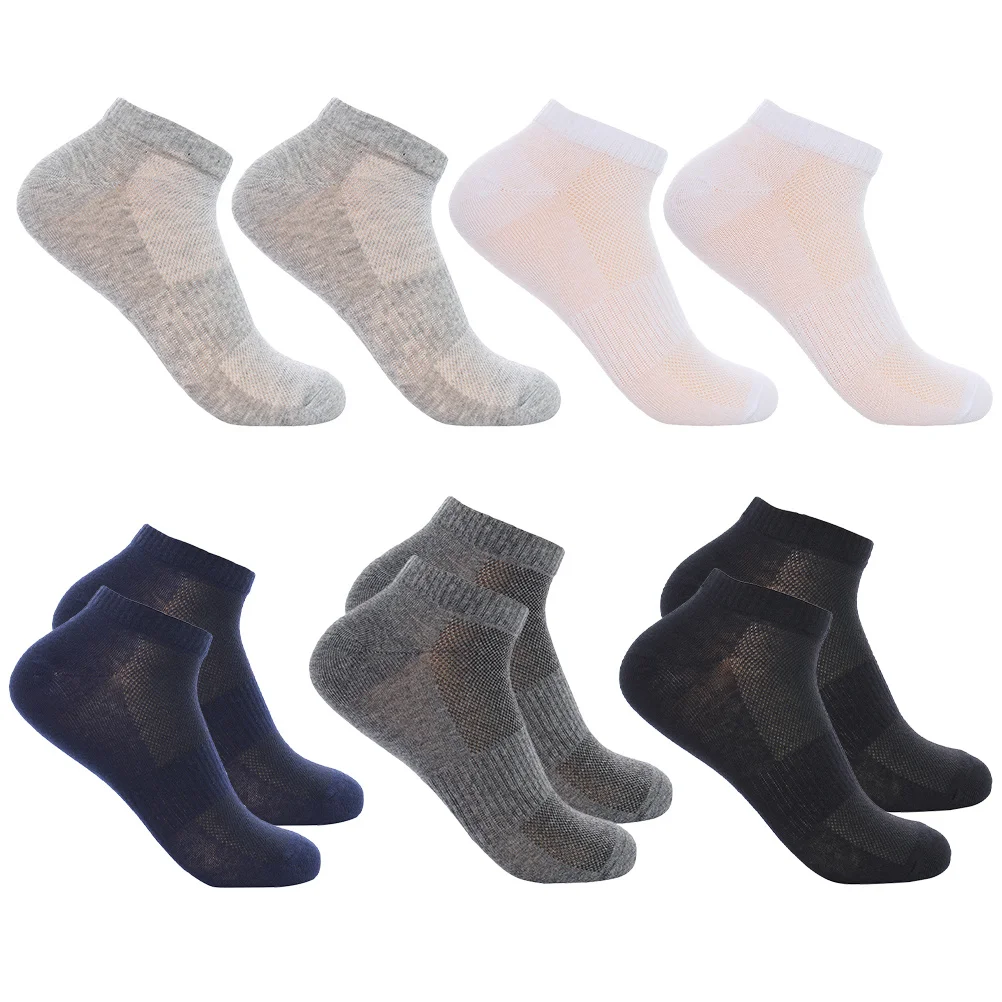 5 أزواج من الجوارب الرجالية الرياضية للكاحل الشبكية القطنية القابلة للتنفس، جوارب قصيرة للجري للرجال، جورب للجري اليومي للرجال