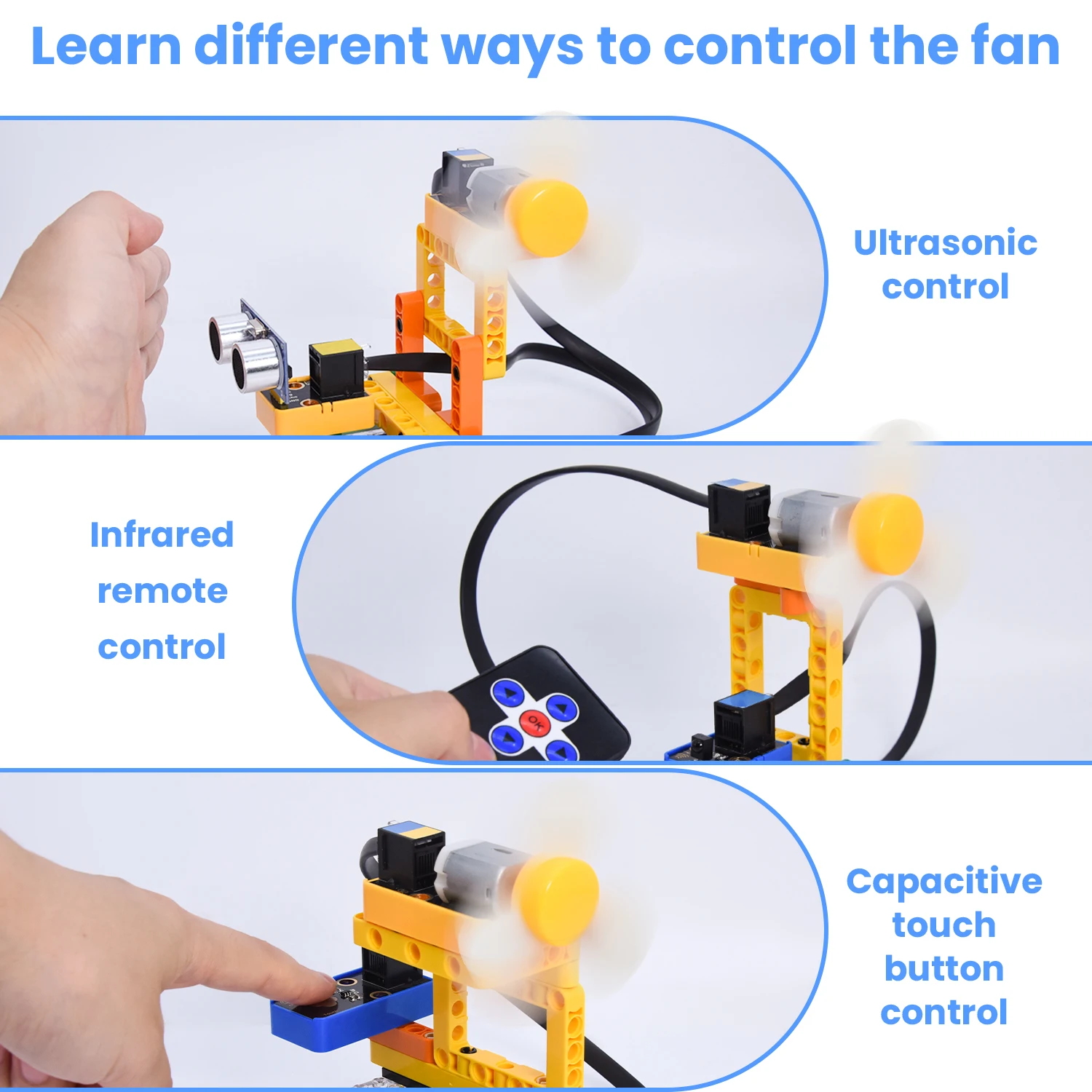 Kidsbits Stem Programming Starter Kit For Arduino Smart Fan Building Blocks Starter Kit Compatible With Lego DIY Learning Kit